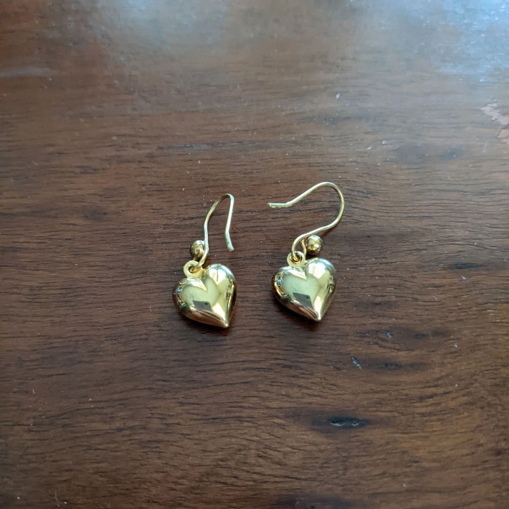 Gold Heart Earrings - Picture 3 of 7
